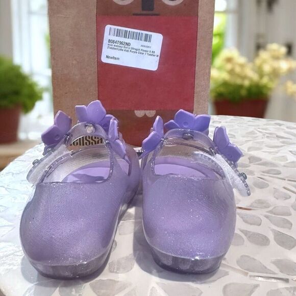Mini Melissa Ultragirl Flower II Glitter Purple Jelly Shoes Toddler Size 7 NWT - Picture 8 of 10